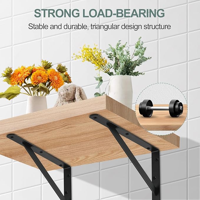 16 Pack L12 x H 8" Black Heavy Duty Shelf Brackets - Image 3