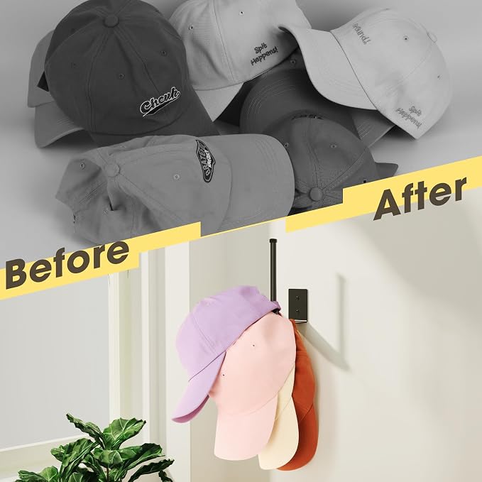 6 Pack Hat Racks for Baseball Caps, Stainless Steel Hat Organizer for Baseball - Image 7