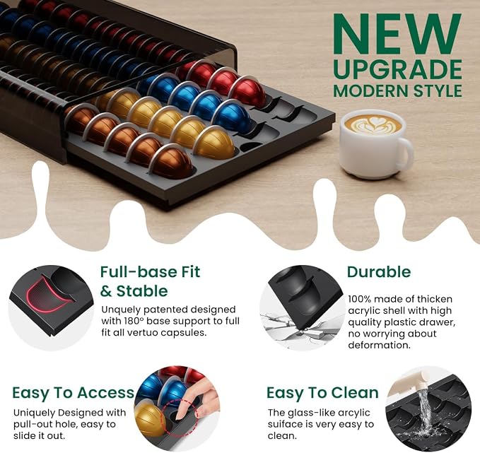 Coffee Pods Storage for Nespresso Vertuo Capsules Organizer, - Image 4