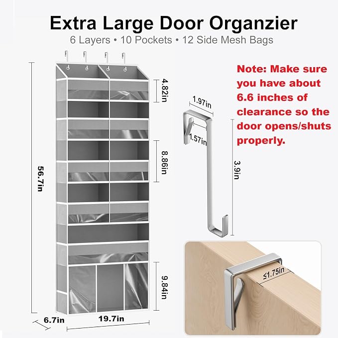 Over The Door Organizer 6-Tier Hanging Storage - Image 2