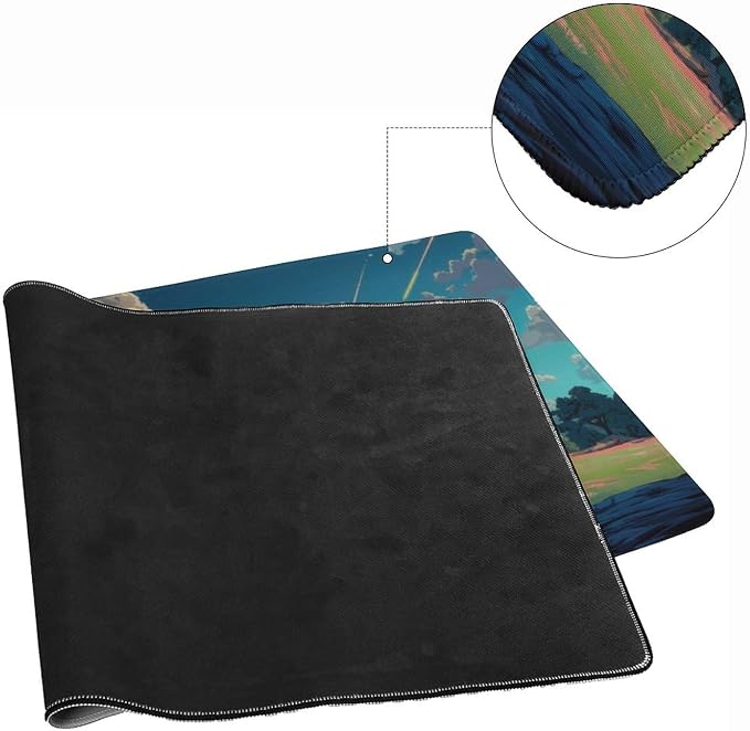 Anime Grass Flowers Blue Sky Large Mouse Pad, Vintage Aesthetic Gaming Desk Mat - Image 5