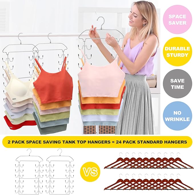 2 Pack Closet Organizers-and Storage, 6 Tier Tank Top Hangers Space Saving - Image 4