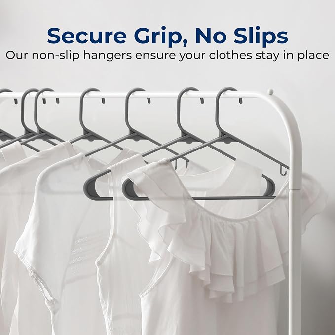 SereneLife 50 Pack Plastic Hangers, Space-Saving Closet Organizers, Durable and - Image 3