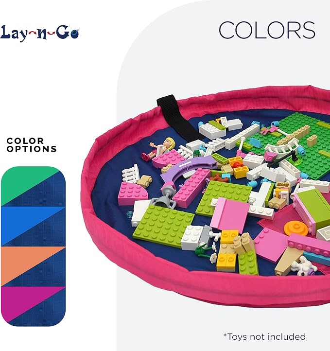 Lay-n-Go 2-in-1 Small Portable Drawstring Toys Storage Organizer and Play Mat - Image 6