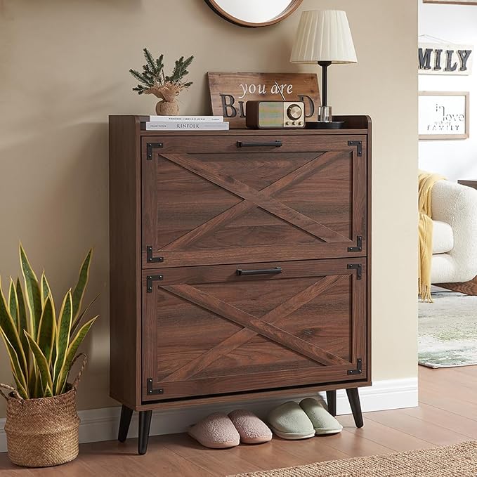 Shoe Storage Cabinet, Farmhouse Shoe Organizer by Barnyatoh