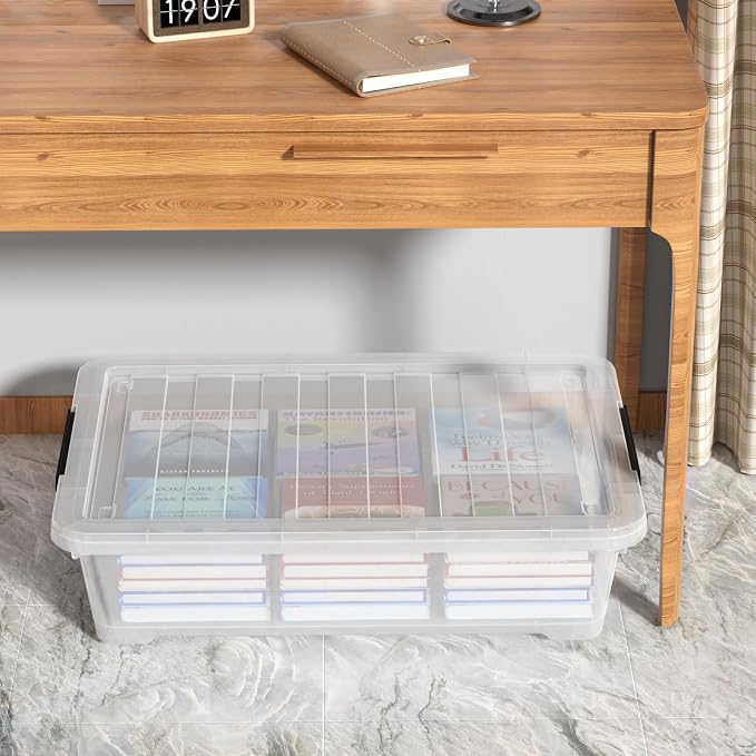 40 Quart Plastic Underbed Storage Boxes, Large Clear Storage Bin - Image 5