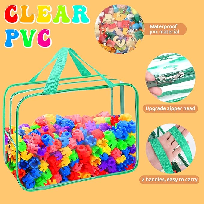8 Packs 8 Colors Large Toy Storage Bags, Reusable Clear PVC Board Game Storage - Image 3
