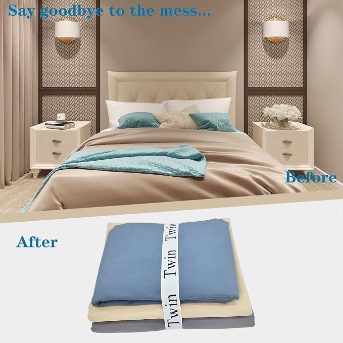 4 Pieces Bed Sheet Organizer Bands, Sheet Organizers and Storage Label Bands - Image 2