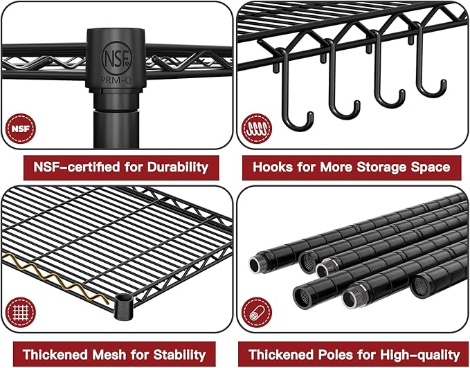 PrimeZone 2 Packs 48" W x 24" D x 81" H Heavy Duty Wire Storage Shelves - Image 4