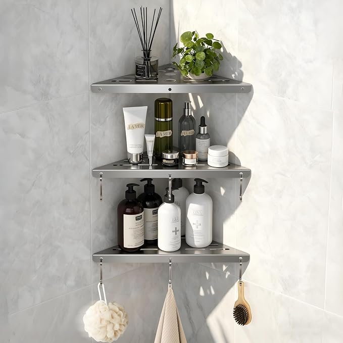 Shower Corner Shelf 304 Stainless Steel Shower Caddy 3 Tier Shower Organizer - Image 4