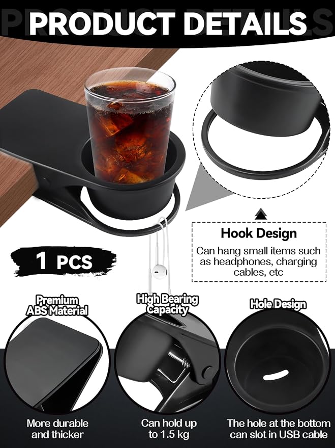 1PCS Drinking Cup Holder, Kalolary Desk Bottle Cup Stand DIY Glass Clamp - Image 3