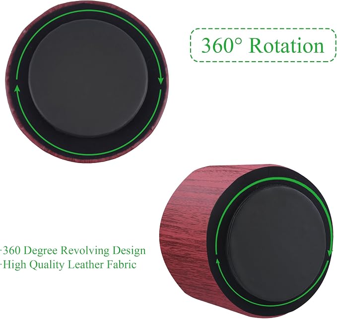 Round Leather Art Supply Organizer, Remote Control Holder, 360 Degree Spinning - Image 4