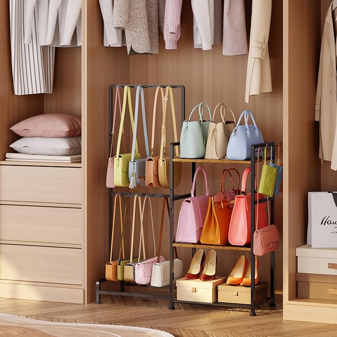 Purse Storage Organizer for Women, 3-Tier Max Purse Storage Stand Rack Holder & - Image 8