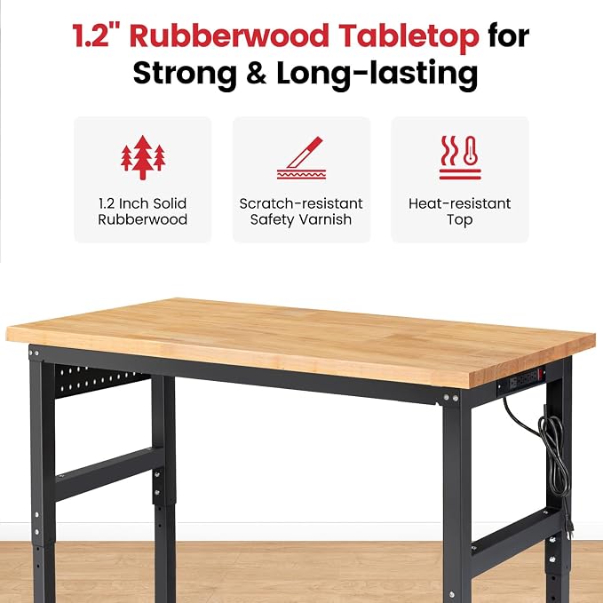 Work Bench for Garage Workbench Adjustable Height Work Table - Image 3