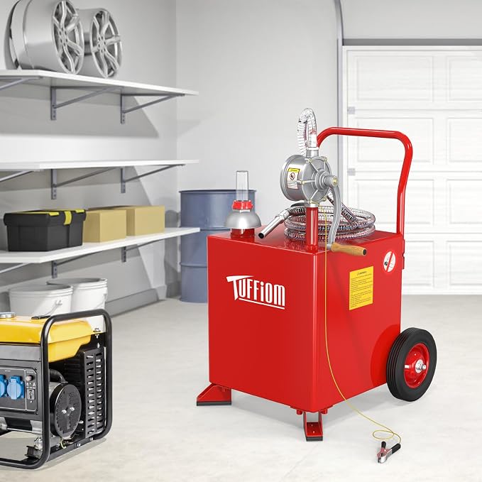 TUFFIOM 15 Gallon Fuel Gas Caddy w/Wheels & Manual Siphon Pump, Portable Diesel - Image 9