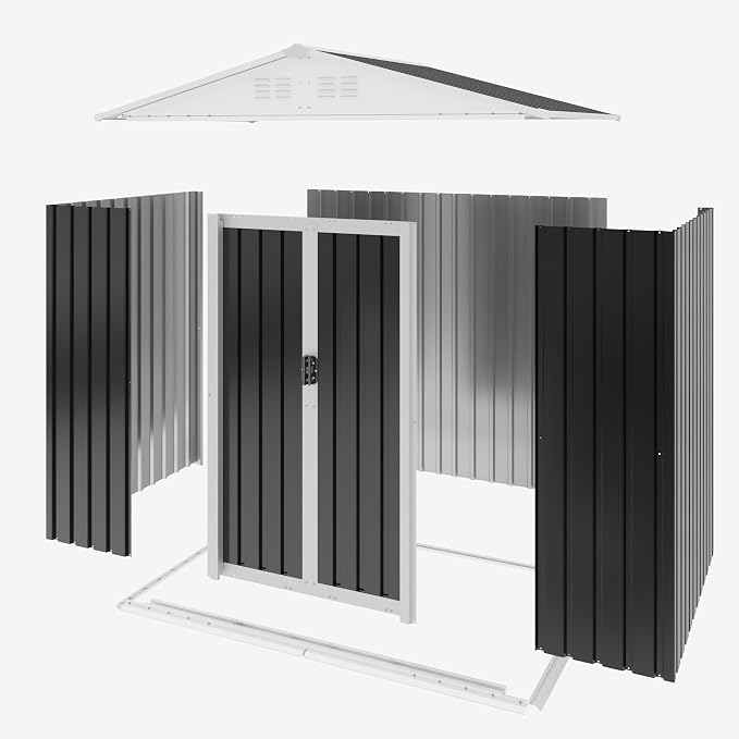 Outdoor Sheds 6FT x 4FT Outdoor Storage, Metal Anti-Corrosion Utility Tool House - Image 4