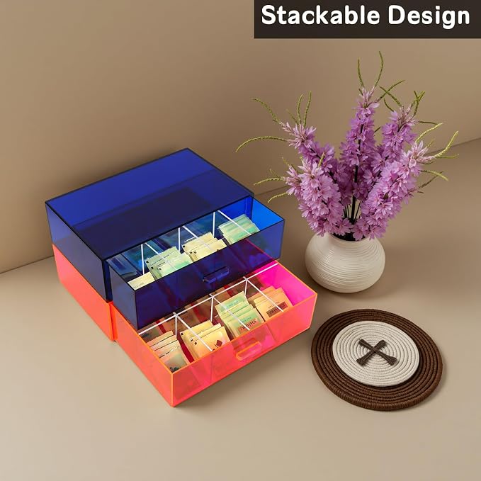 Acrylic Tea Bag Organizer and Storage Box Stackable Tea Bag Holder - Image 4