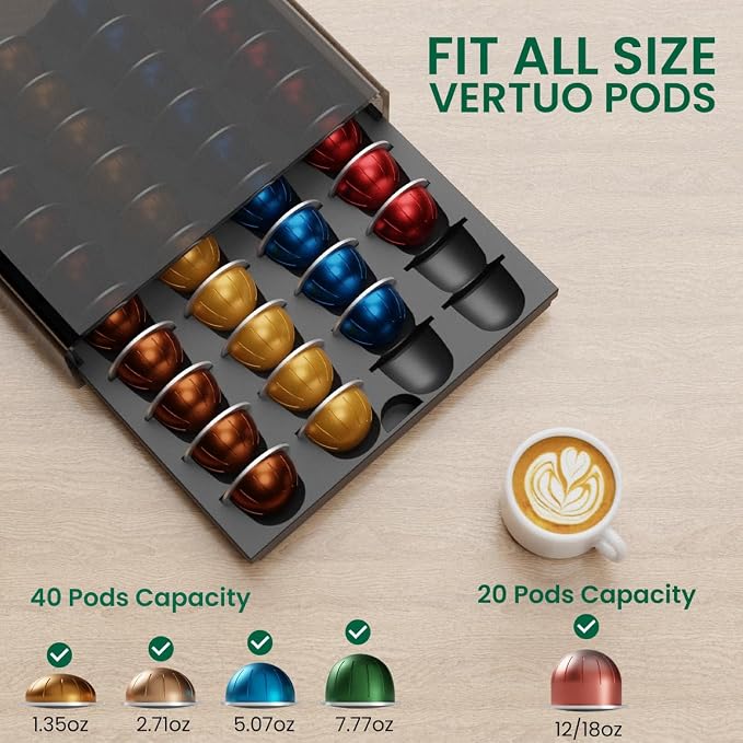 Coffee Pods Storage for Nespresso Vertuo Capsules Organizer, - Image 3