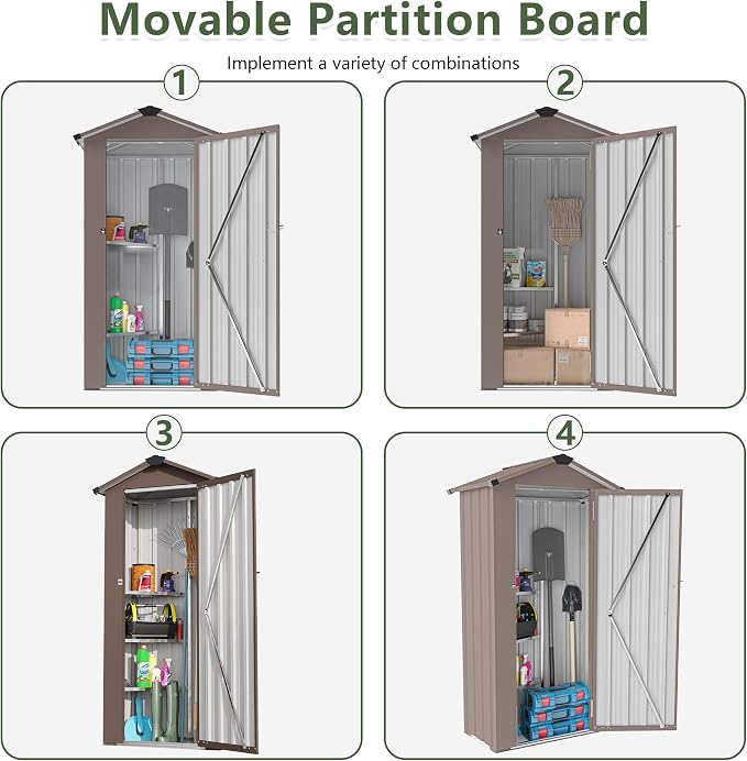 2.5x1.4 FT Mini Outdoor Storage Shed, Plastic Shed - Image 6