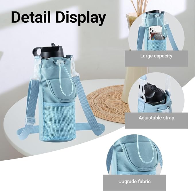 Water Bottle Holder with Strap for Hydroflask 32oz 40oz, Carrier Sling Bag with - Image 4
