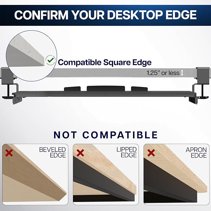 VIVO Extra Long Clamp-on Computer Keyboard and Mouse Under Desk Slider Tray - Image 9