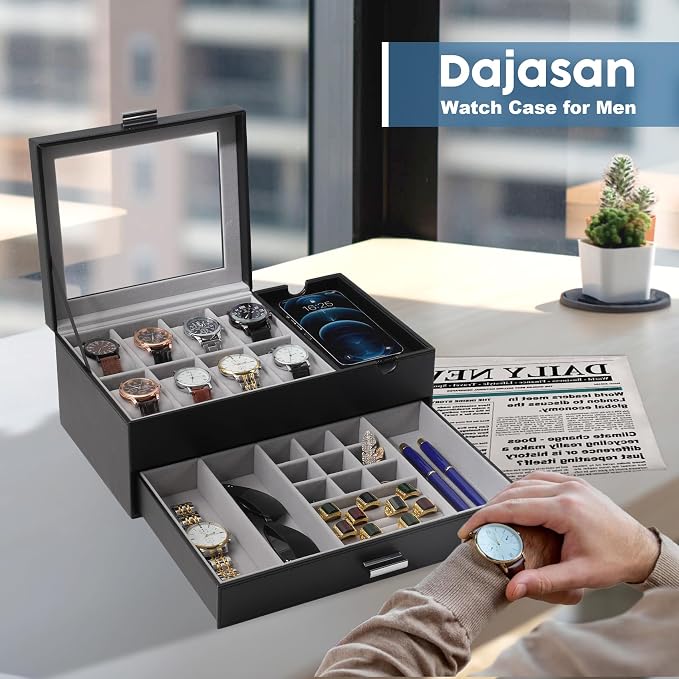Dajasan Watch Box, Watch Case for Men, 8 Slot Watch Display Case - Image 8