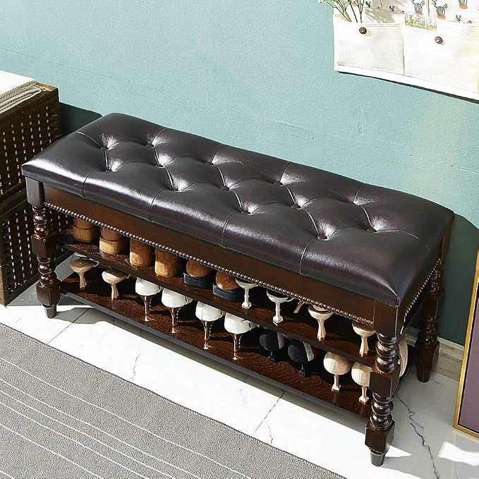 LEILISI Shoe Bench, Wood Storage Bench - Image 4
