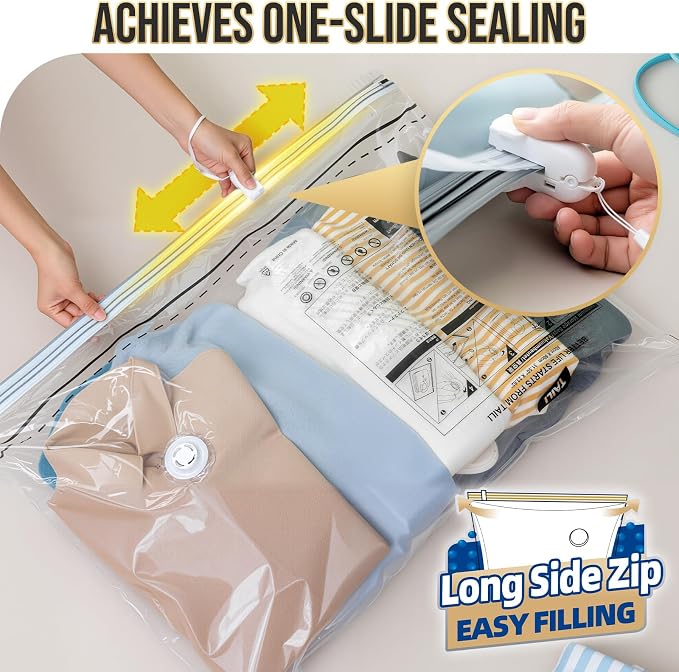TAILI Vacuum Storage Bags 4 Pack, LONG SIDE ZIP, Storage Bulky Beddings - Image 4