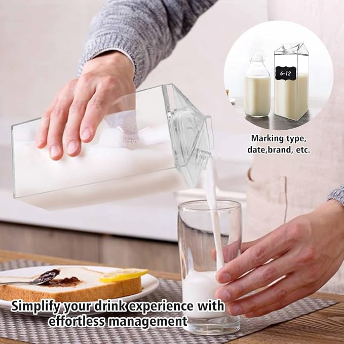 64 Oz Large Clear Milk Carton Container Plastic Square Milk Water Bottle Milk - Image 7