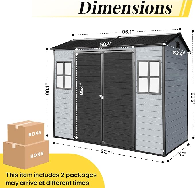 8x4ft Resin Outdoor Storage Shed - Image 2