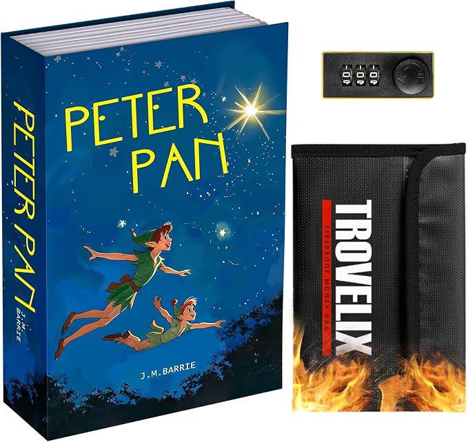 Book Safe with Combination Lock, Hidden Safe with Fireproof Bag, Secret by KOFAIR