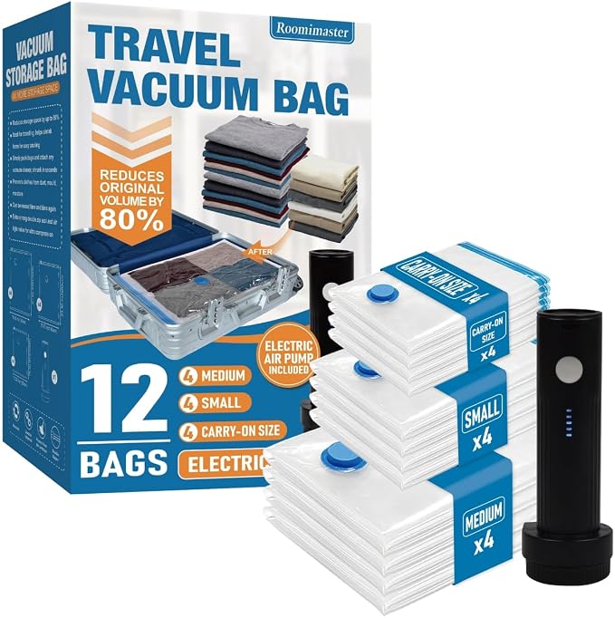 12 Pack Travel Vacuum Storage Bags by Roomimaster