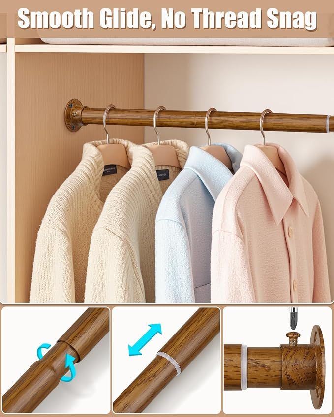 Closet Rods for Hanging Clothes, 17-40 Inch Heavy Duty and Stepless Adjustable - Image 5