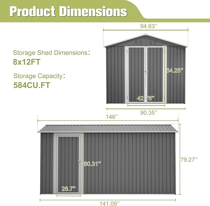 8 x 12 FT Outdoor Storage Shed - Image 6