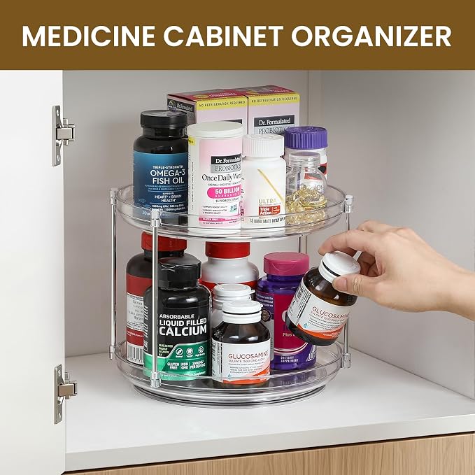 2 Tier Non-Skid Acrylic Lazy Susan Turntable Organizer - Image 4