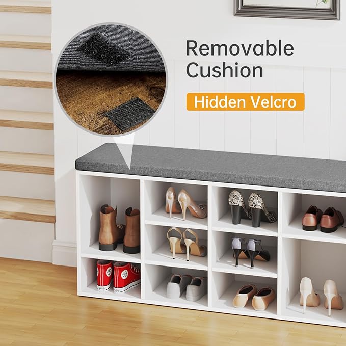PayLessHere Shoe Bench Storage Bench 10 Compartments Shoe Organizer - Image 6