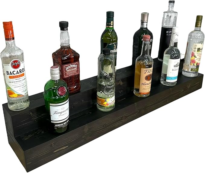 2 Tiered Counterop Liquor Bottle Display Shelf by Unknown