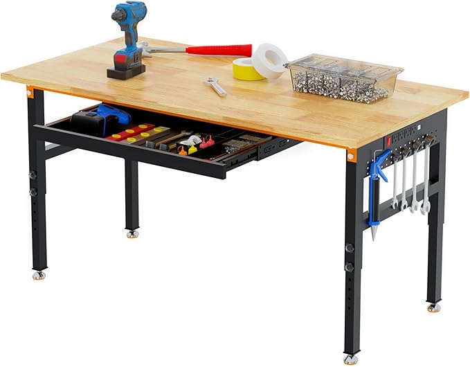 Betterhood 60" Adjustable Height Workbench, 2000 LBS Heavy Duty Work Table by Betterhood