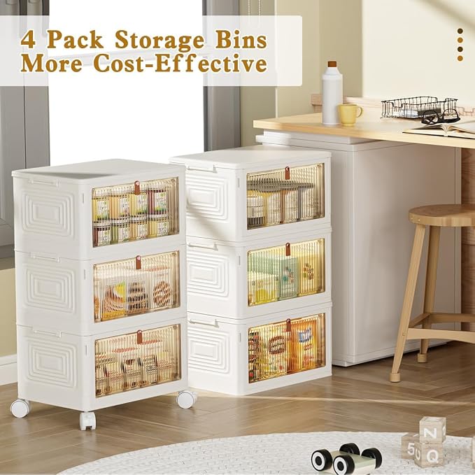 23Qt Plastic Storage Bins with Lids 3 Tier, Stackable - Image 3