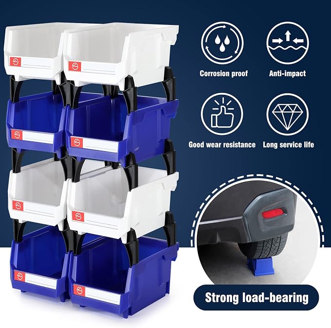 Pe&Hui Storage Organizer Bins, Wall Mount Storage Parts Rack, Stackable Shop - Image 2
