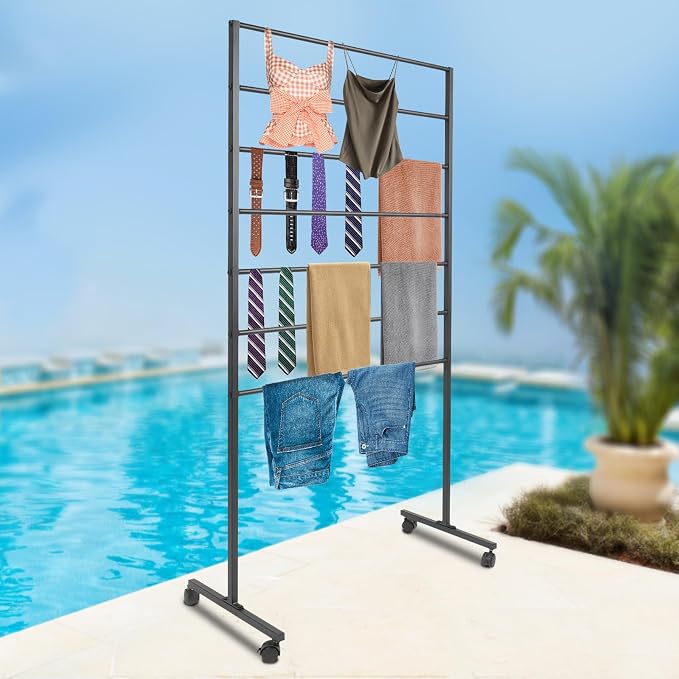 7 Tiers Rolling Display Tie & Scarf Rack Towel Belt Pants Hangers Ribbon - Image 5