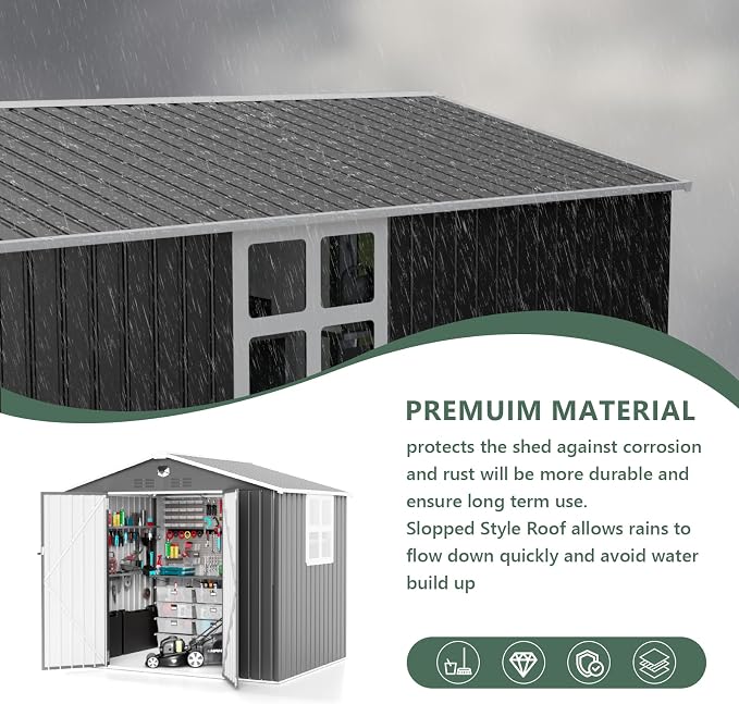 8x6 FTMetal Storage Shed, Outdoor Tool Sheds - Image 5