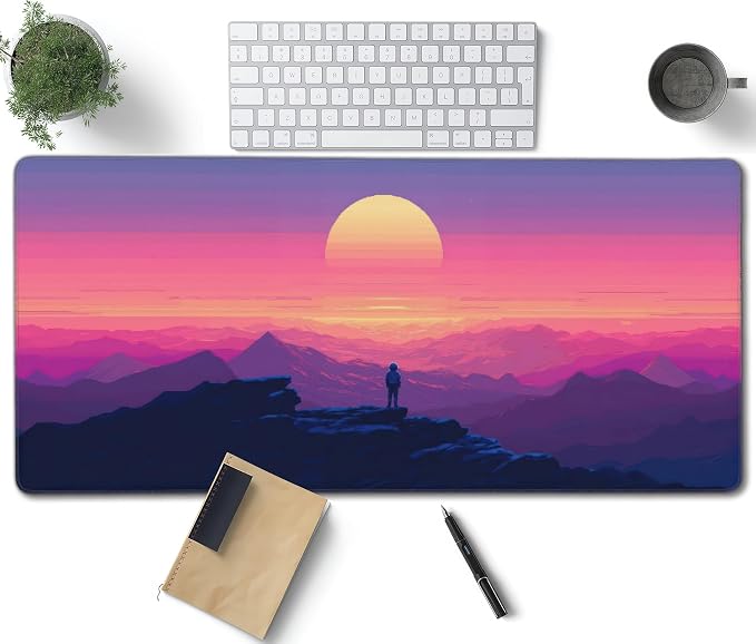 Sunset Mountains Large Mouse Pad, Anime Style Gaming Desk Mat, XXL Keyboard by Unknown
