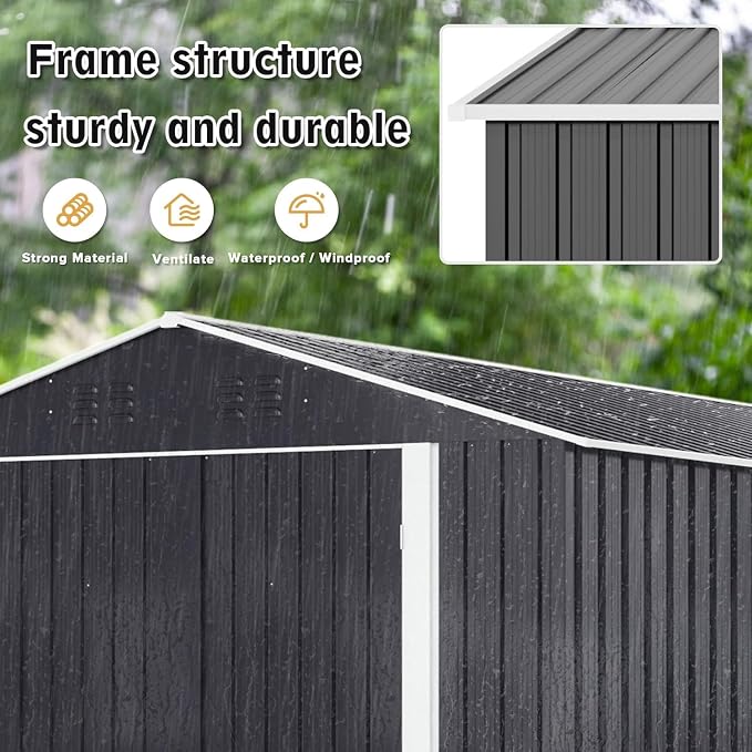 Polar Aurora 10x10 FT Outdoor Storage Shed, Metal Garden Shed - Image 6