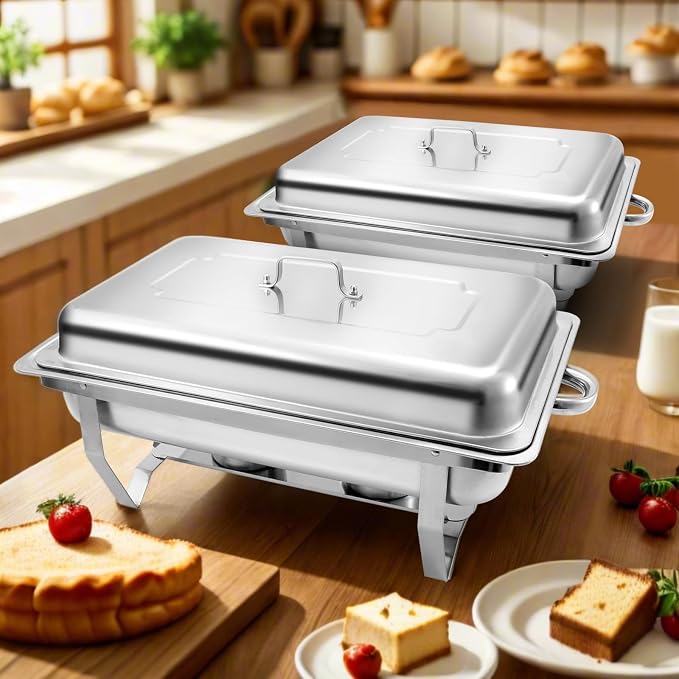 8 Qt 8 Pack Full Size Stainless Steel Chafing Dishes Buffet Set - Image 5