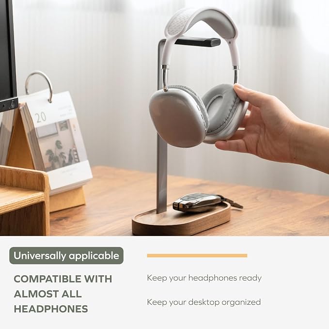 muso wood Headphone Stand & Desktop Headset Holder | Space-Saving Premium Solid - Image 2