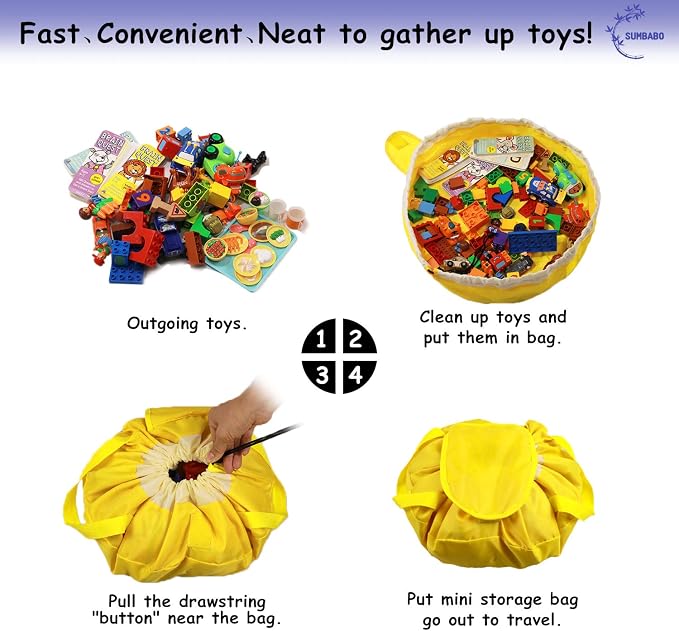 Toy Storage Mat Bag by Drawstring - Image 8