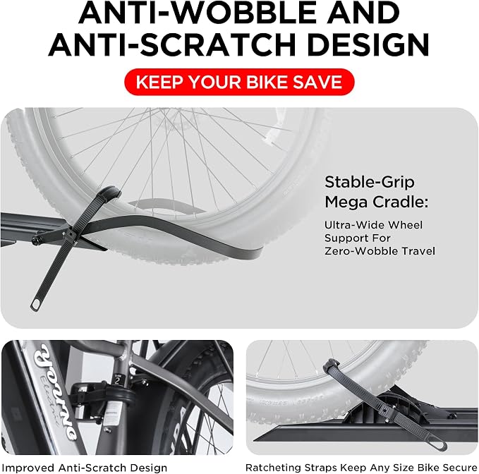 200LBS Foldable Aluminum 2-Ebike Carrier - Image 4