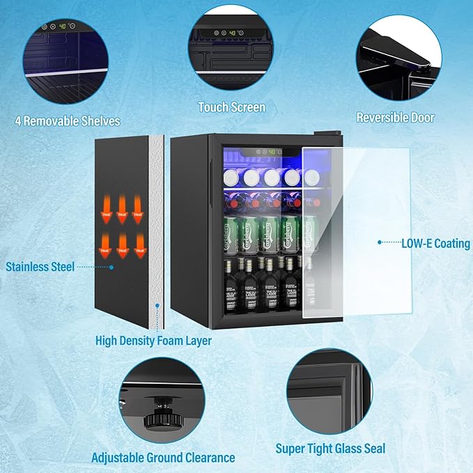 2.6 Cubic Feet Mini Fridge, 95 Can Freestanding Beverage Refrigerator - Image 2