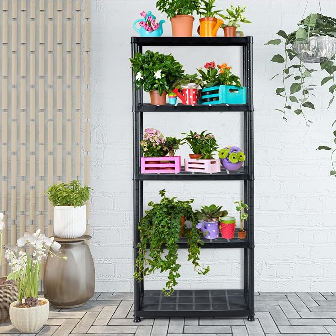 IRONMAX 5-Tier Plastic Storage Shelves, Light Duty Storage Shelving Unit - Image 6